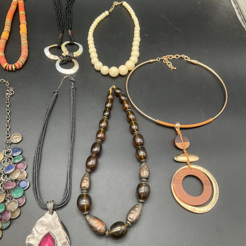 Statement Fashion Jewelry Lot 9 Beaded Bib Pendant Boho Eclectic Necklaces