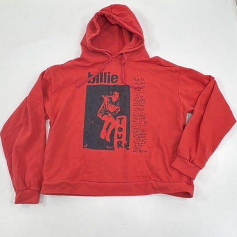 Billie Eilish Red Happier Than Ever Tour Graphic Organic Cotton Hoodie Size L