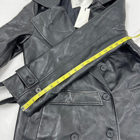 Babaton Women's Black Tabloid Vegan Leather Trench Jacket Sz S NWT