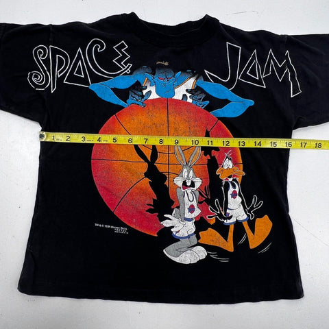 Vintage 1996 Space Jam Movie Promo T-Shirt Bugs Bunny Single Stitch Kids Sz L
