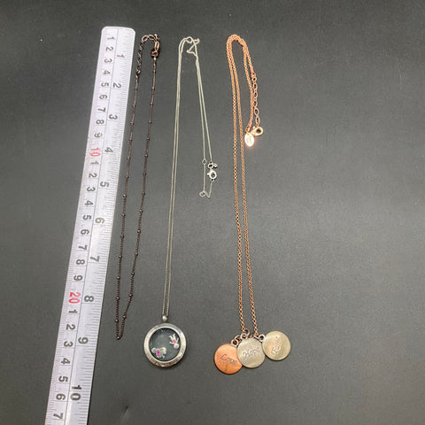 Origami Owl Jewelry Lot 3 Necklaces Floating Glass Locket Charms Swarovski