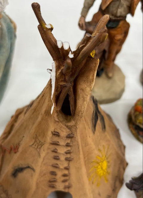 Vintage Lot Castagna Resin Figurines Native American Western Cowboy 1990s