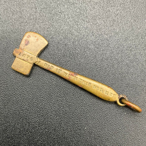 Antique 1876 Centennial Exposition George Washington Hatchet Brass Charm Pendant