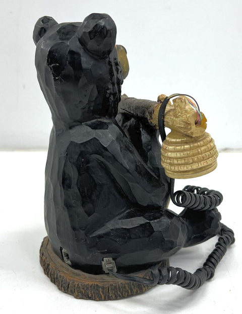 Collections Etc Black Bear Novelty Telephone Push Button Rustic Cabin Decor