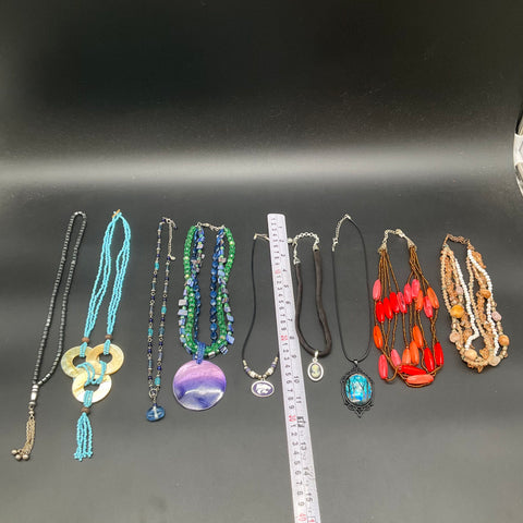 Vintage Modern Costume Jewelry Lot 9 Necklaces Beaded Pendants Kansas State MOP