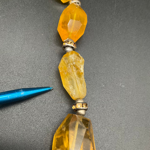 Yellow & Clear Crystal Costume Jewelry Set Necklace & Bracelet