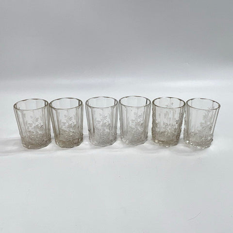 Paneled Grape Pattern 12 Piece Glass Set Pitcher Goblets Tumblers Vintage