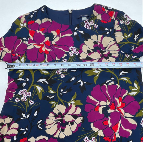 Tommy Hilfiger Women's Navy Blue Floral Long Sleeve A-Line Dress NWT Sz 8