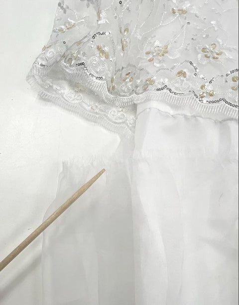 Vintage Y2K Girls White Halter Tiered Sequin Flower Girl Formal Dress USA Sz 7