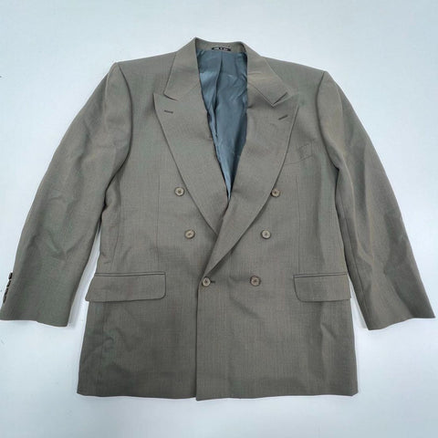 Vintage 90s Joseph Abboud Double Breasted Pleated Cuffed Wool Suit Sz 42