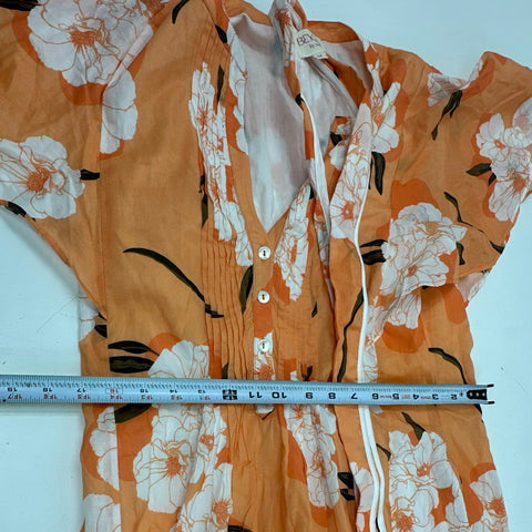 Beyond By Vera Women's Orange Floral Pintuck Tiered Maxi Dress Size M
