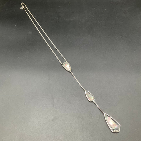 Kendra Scott Silver Tone Faceted Iridescent Stone Drop Necklace 18-20"