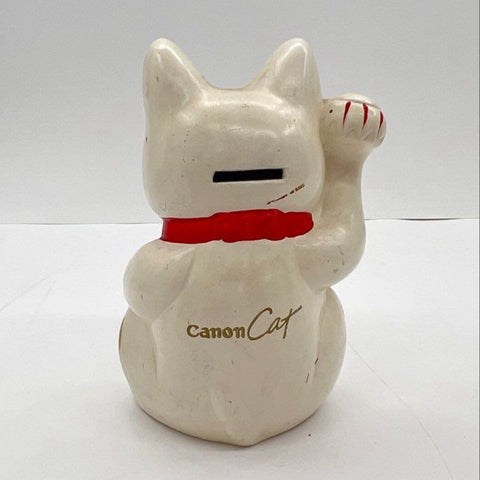 Ceramic Lucky Cat Bank Vintage Canon Cat Maneki-neko 8 Inch Missing Stopper