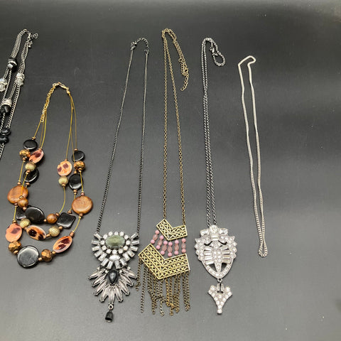 Costume Jewelry Lot of 8 Necklaces Statement Rhinestone Beaded Tassel