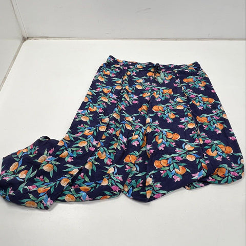 Sunshine 79 Women's Wide Leg Pants Navy Citrus Floral Print NWT XL