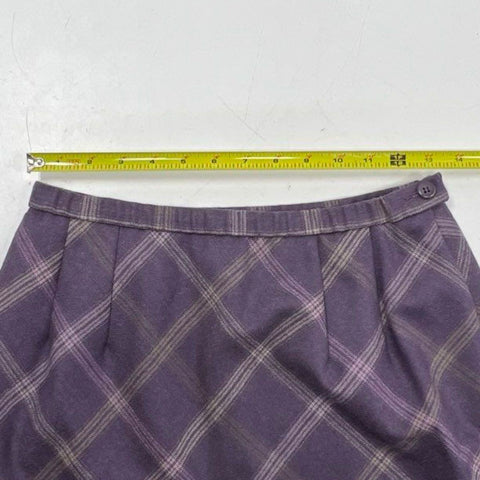 Vintage 90s Pendleton Women's Purple Plaid Wool A-Line Skirt USA Petite Sz 10