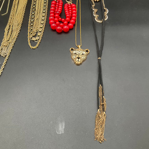 Fashion Necklace Jewelry Lot of 8 Gold Tone Silver Tone Leopard Heart Tassel