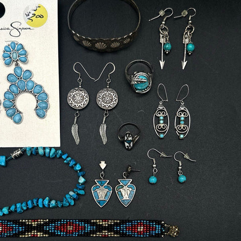 Southwestern Costume Jewelry Lot 16pc Turquoise Color Jessica Simpson Necklace