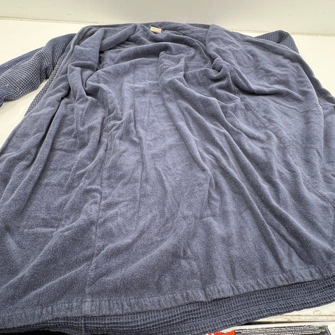 Pottery Barn Navy Blue Waffle Terry Lined Bathrobe Belted Long Robe Sz XL