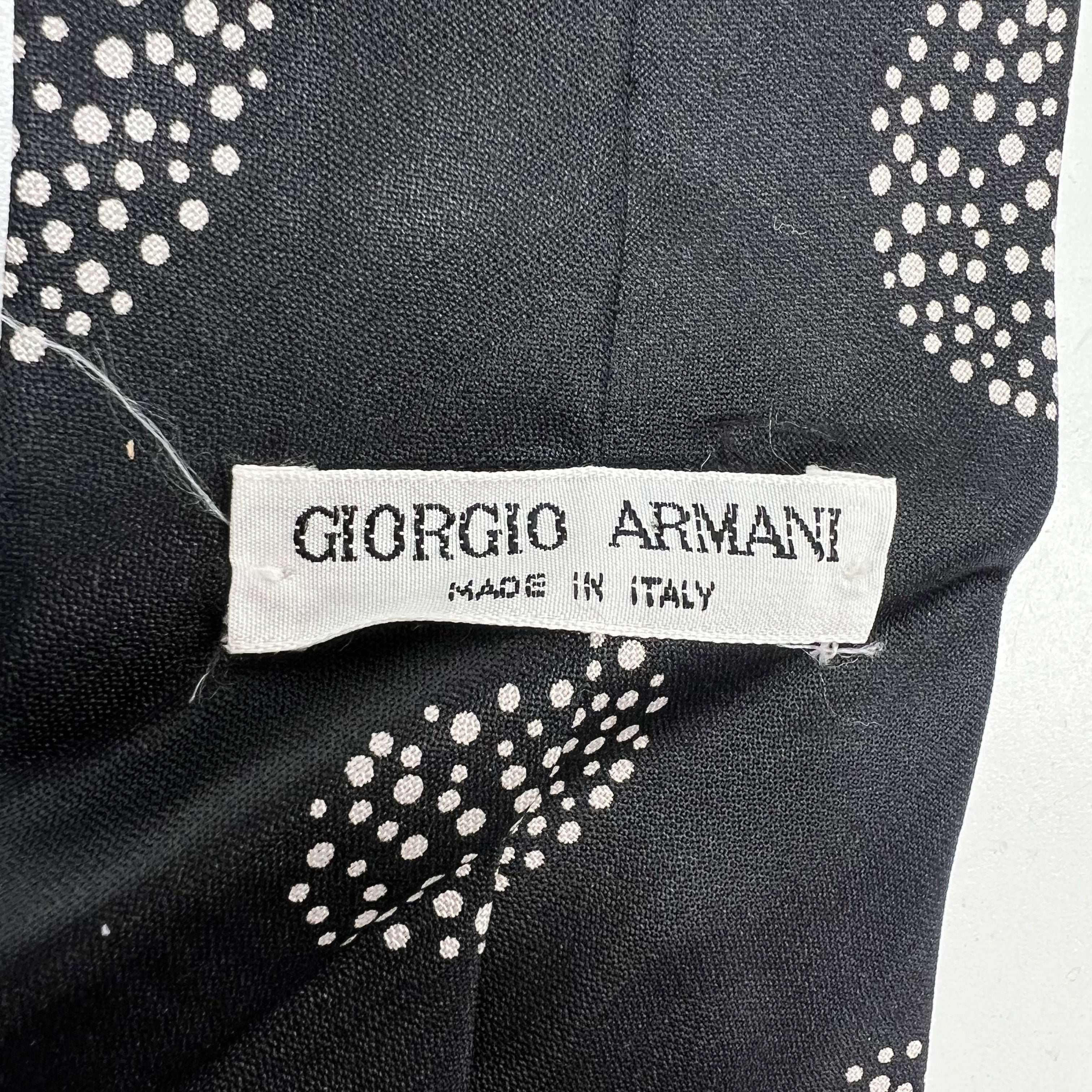 Vintage 90s Giorgio Armani Black Geometric Dot Silk Necktie Men's 3.25"