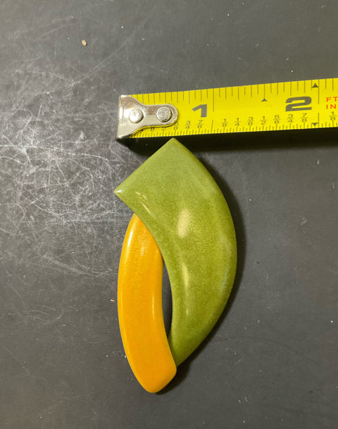 Vintage Edgar Berebi Yellow & Green Enamel Pierced Statement Fashion Earrings