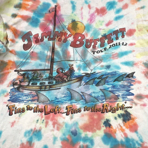 Jimmy Buffett Tour 2011-12 Tie Dye Long Sleeve Fins To The Left Shirt Sz M