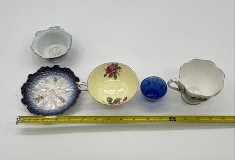 Paragon Teacup Lily of the Valley Rose Austria Porcelain Cobalt Glass 5pc Lot