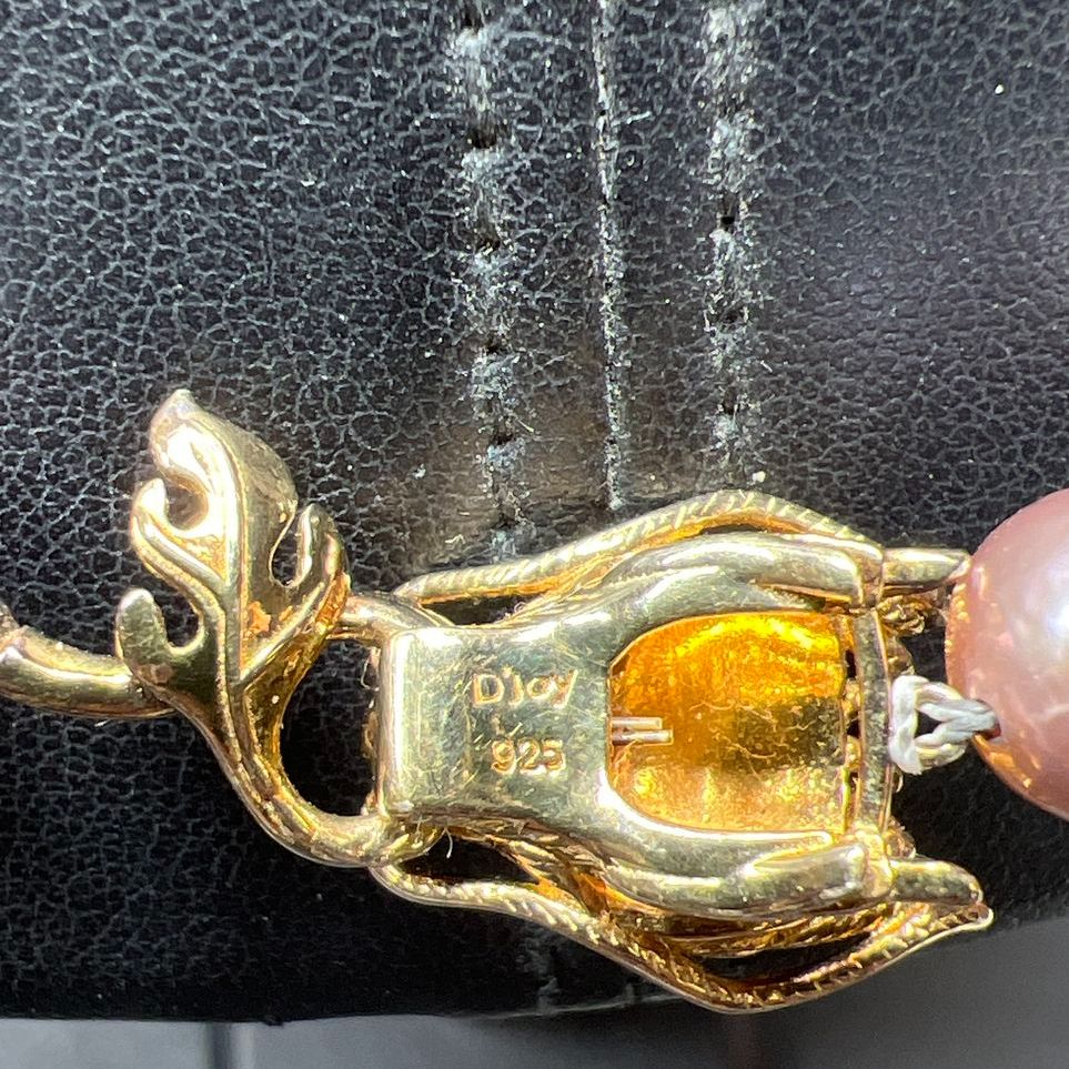 D'Joy Pink Pearl Sterling Silver Dragon Head Clasp Necklace 71.05g