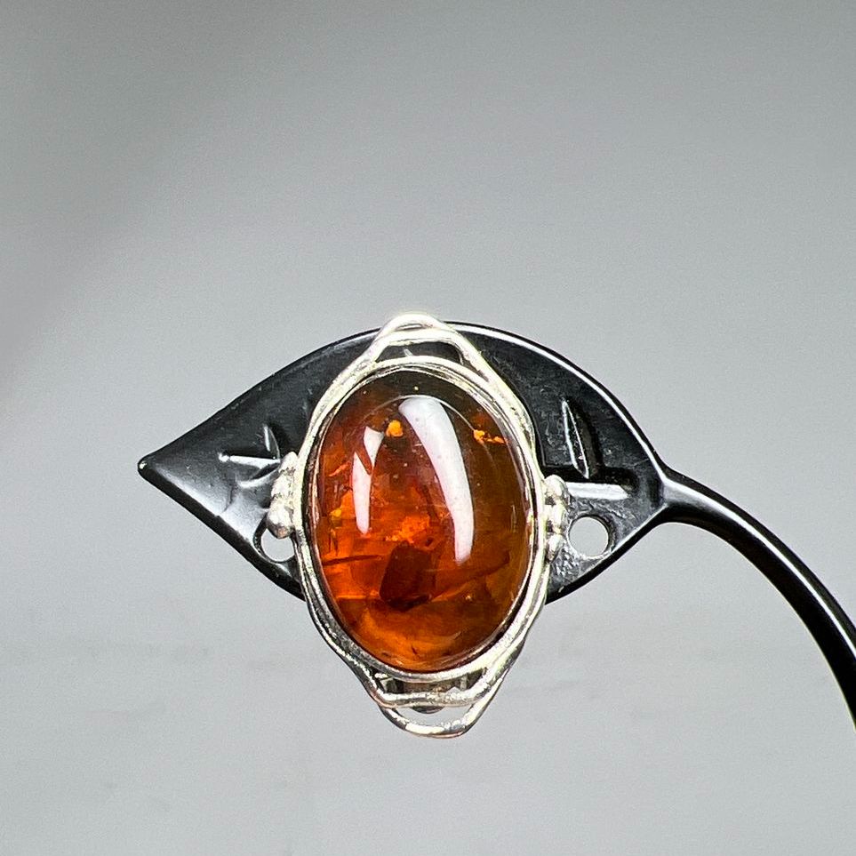 Sterling Silver Amber Clip On Earrings