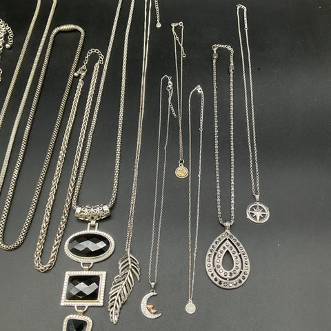 White House Black Market Lori Goldstein LOGO Silver Tone Necklace Lot of 13