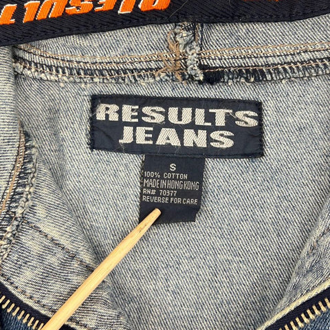 Vintage Y2K Results Jeans Blue Denim Pullover Hoodie Anorak Jacket Men's S