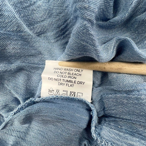 NWT Muche et Muchette Embroidered Trim Boho Crinkle Tunic Dress Blue Sz O/S