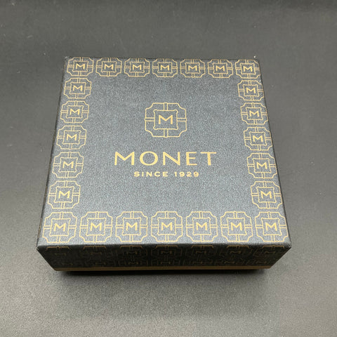 Monet Gold Tone Rhinestone Cat Compact Mirror Double Sided