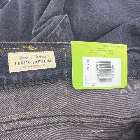 Levi's Premium 510 Skinny Gray Flex Raw Hem Jeans Men's 34x32 NWT