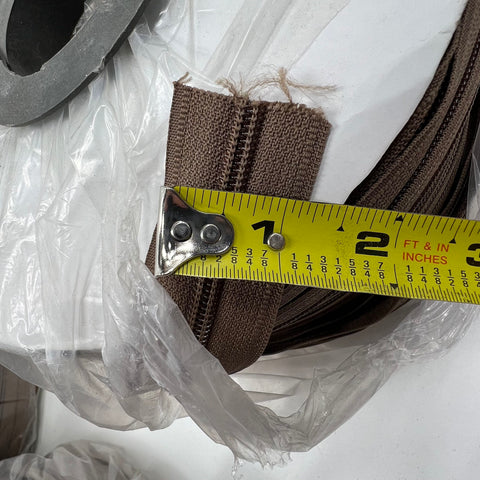 Lot of 5 Brown Continuous Coil Zipper Chain Tape Spools By The Yard Sewing