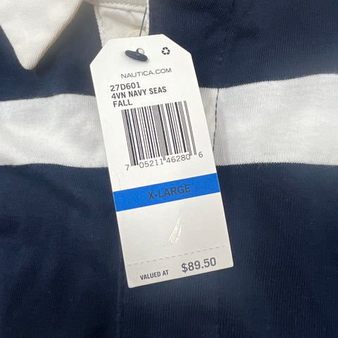 NWT Nautica Navy Blue White Striped Rugby Polo Drop Waist Dress Women's XL