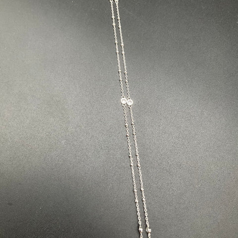 Henri Bendel Silver Tone Crystal Station Bar Pendant Lariat Y-Necklace 17"