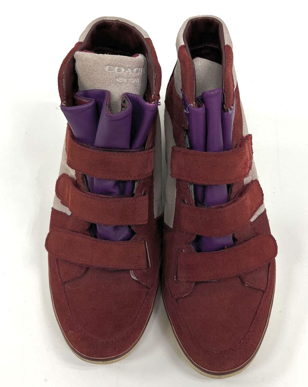 Women's Coach Dreama Maroon Purple Wedge Sneaker Easy-On Shoes Size 8.5