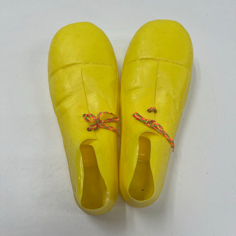 Vintage 80s Yellow Plastic Oversized Clown Shoes Halloween Costume Prop