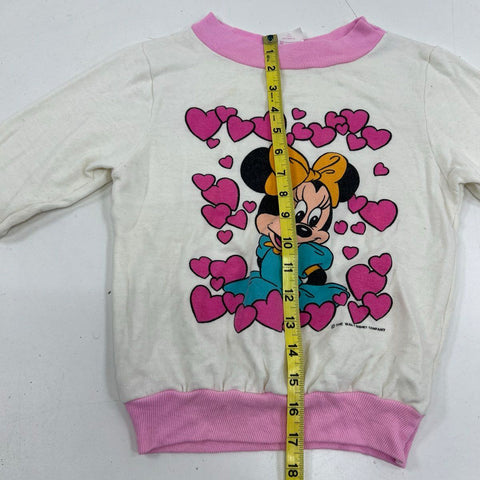 Vintage 90s Minnie Mouse Hearts Sweatshirt Jog Togs Made in USA Sz Large 6X