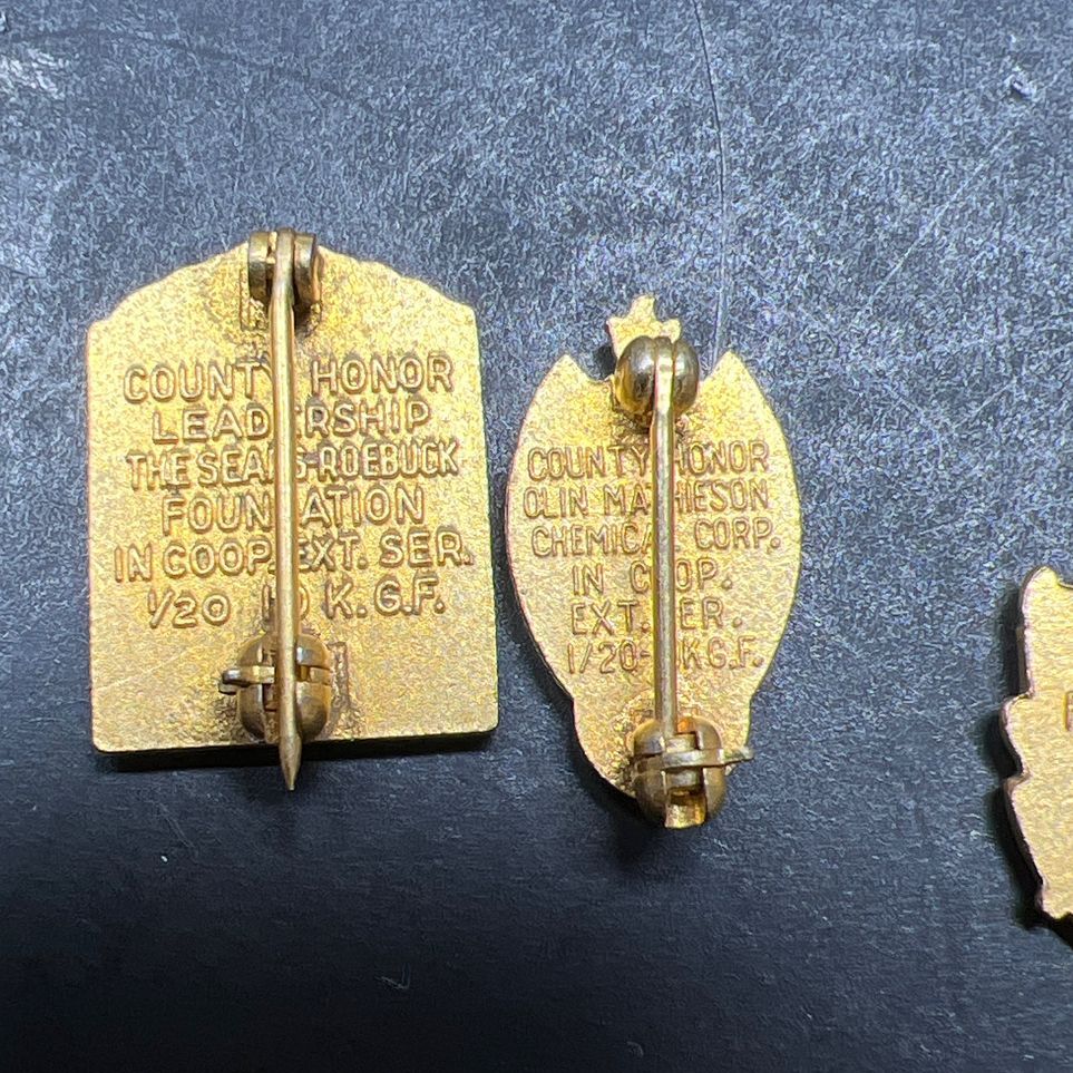 Vintage 1/20 10K Gold Filled 4 H Club Achievement Pins