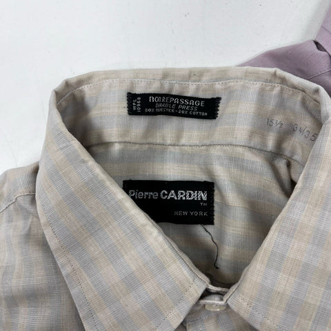 Vintage 90s Pierre Cardin Men's Lot of 2 Shirts Gray Mauve Sz 15.5 16