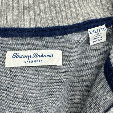 Tommy Bahama Men's Navy Blue Cashmere Partial Button Pullover Sweater Sz XXL