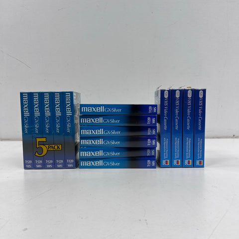 Maxell Tozai VHS Tape Lot 15 Pieces T-120 Blank Cassettes 6-Hour New Sealed