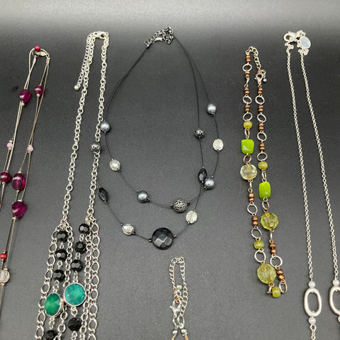 Vintage & Modern Costume Jewelry Lot of 12 Necklaces Faux Pearl Beaded Boho