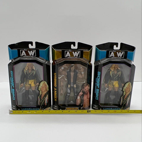 AEW Wrestling Action Figure Lot Kenny Omega Chris Jericho 3 Figures Sealed NIB