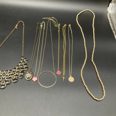 Vintage to Modern Costume Jewelry Lot 1.16 lbs Necklaces Statement Gold Tone