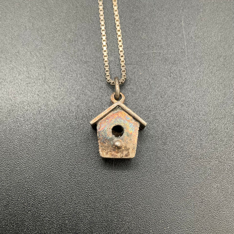 Brown County Silver Co Sterling Silver 925 Birdhouse Charm Necklace 16"