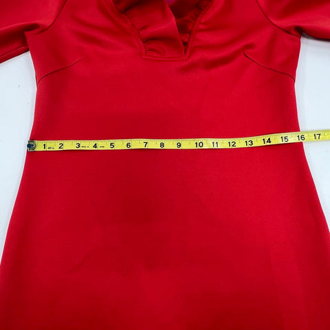 Gretchen Scott Women's Red Ruffle Neck 3/4 Sleeve Tunic Dress Sz XS