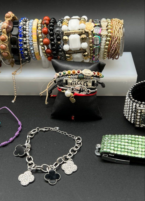 Fashion Jewelry Bracelet Lot 28pc Beaded Rhinestone Cuff Charm Mixed Styles